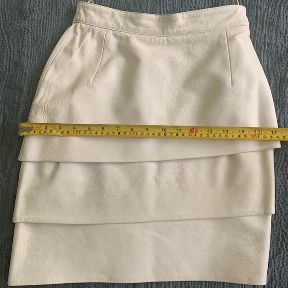 Retro 80s Vintage Leather Skirt White Mini - Picture 10 of 10